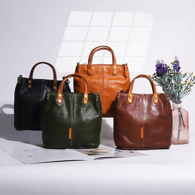Handmade Tote Bag For Women Elegant Retro Soft Leather Bag
