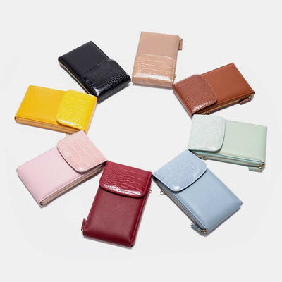 Womens Slim Lightweight Leather Crossbody Phone Bag Credit Card Holder