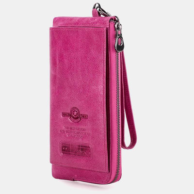 Genuine Leather Multifunction RFID Wristlet Wallet