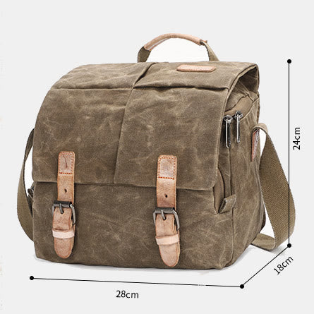 Retro Waxed Canvas Camera Bag DSLR SLR Padded Crossbody Shoulder Bag