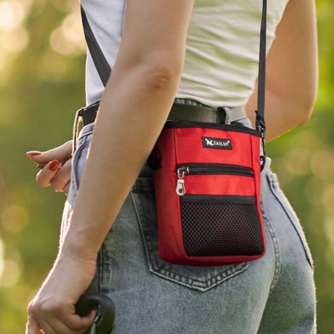 Dog Treat Bag Snack Container with Crossbody Strap Belt Loop