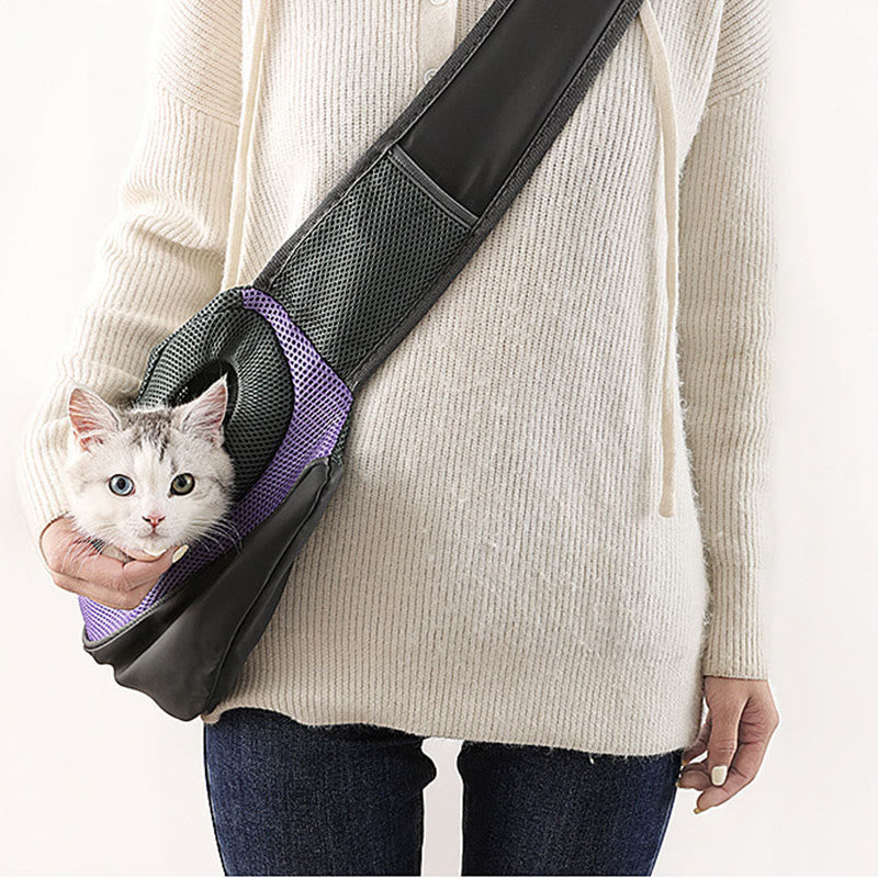 Pet Sling Carrier Hand-Free Mesh Breathable Puppy Carrier Purse