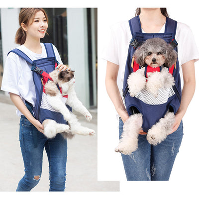 Breathable Canvas Pet Carrier Front Backpack Legs Out Easy-Fits Dog Carrier