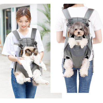 Breathable Canvas Pet Carrier Front Backpack Legs Out Easy-Fits Dog Carrier