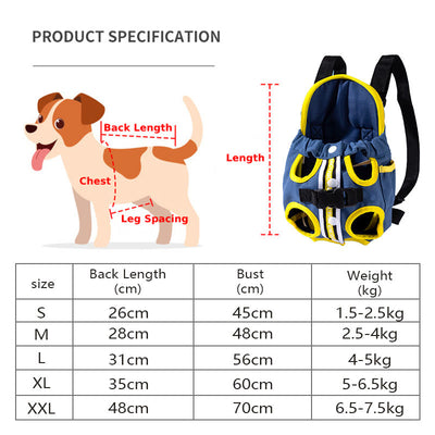 Adjustable Pet Front Carrier Backpack Legs Out Easy-Fit Travel Bag