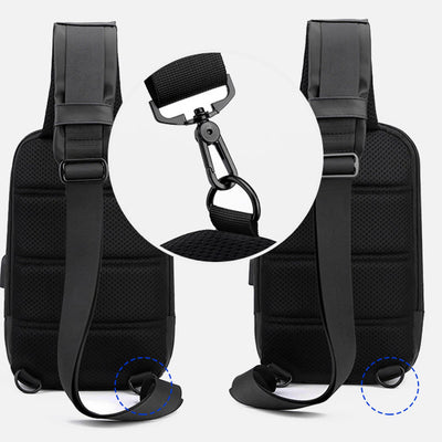 Waterproof Casual Shoulder Sling Bag with USB Charging Port