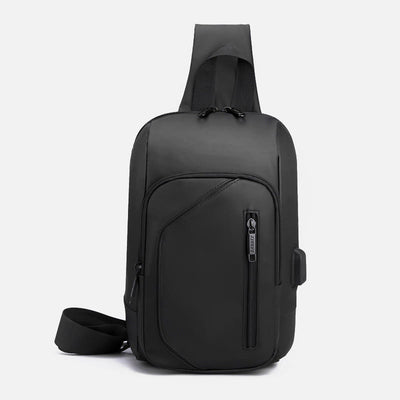 Waterproof Casual Shoulder Sling Bag with USB Charging Port