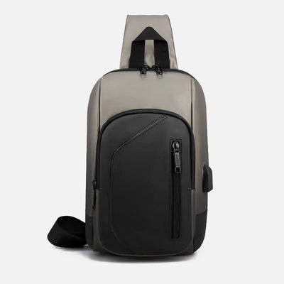 Waterproof Casual Shoulder Sling Bag with USB Charging Port