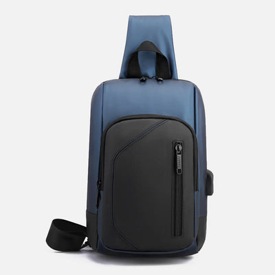 Waterproof Casual Shoulder Sling Bag with USB Charging Port