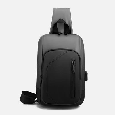 Waterproof Casual Shoulder Sling Bag with USB Charging Port