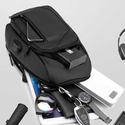 Waterproof Casual Shoulder Sling Bag with USB Charging Port