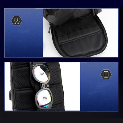 Waterproof Casual Shoulder Sling Bag with USB Charging Port