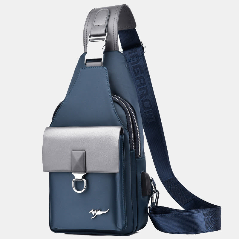 Multi-pocket Men Travel Hiking Business Sling Backpack Bag with USB Charging