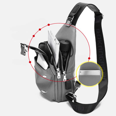 Multi-pocket Men Travel Hiking Business Sling Backpack Bag with USB Charging