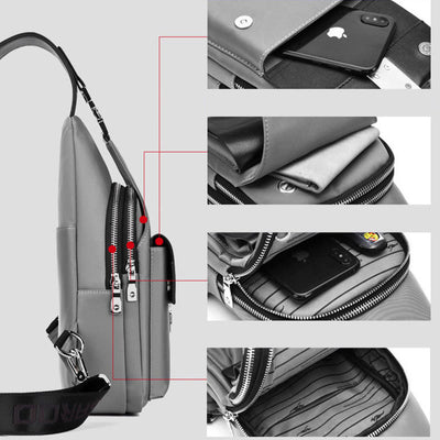 Multi-pocket Men Travel Hiking Business Sling Backpack Bag with USB Charging