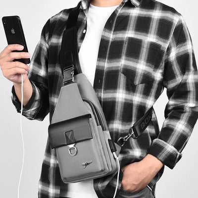 Multi-pocket Men Travel Hiking Business Sling Backpack Bag with USB Charging