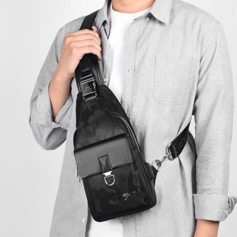 Multi-pocket Men Travel Hiking Business Sling Backpack Bag with USB Charging