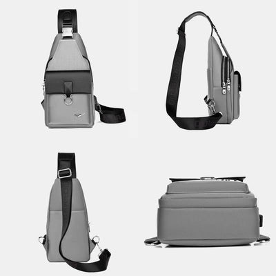 Multi-pocket Men Travel Hiking Business Sling Backpack Bag with USB Charging