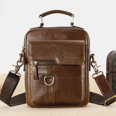 Genuine Leather Crossbody Bag Vintage Messenger Handbag for Men