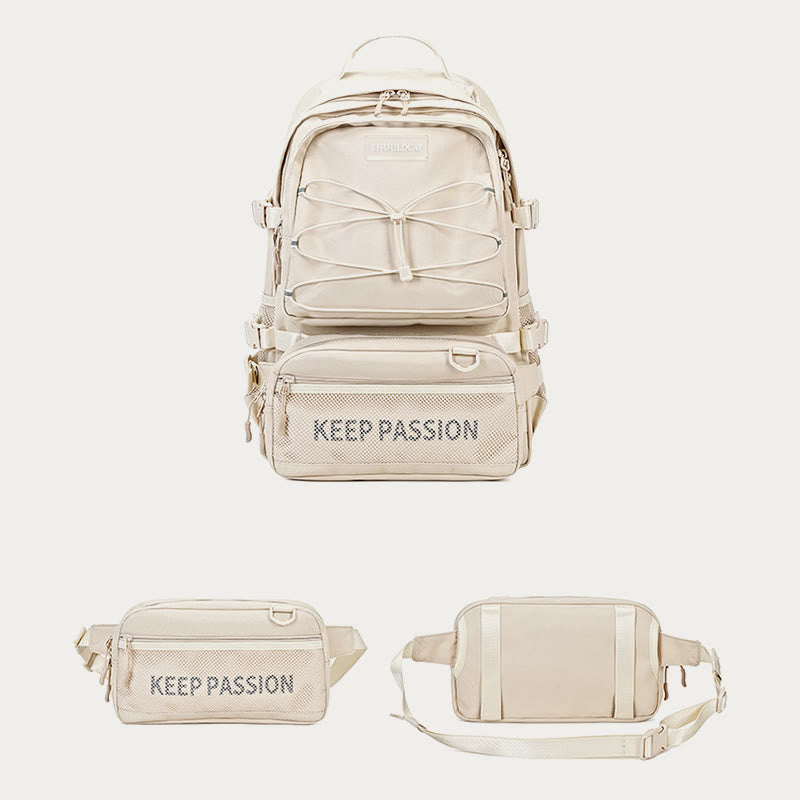 KEEP PASSION School Backpack for Teen College with Detachable Waist Pack