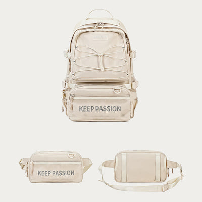 KEEP PASSION School Backpack for Teen College with Detachable Waist Pack