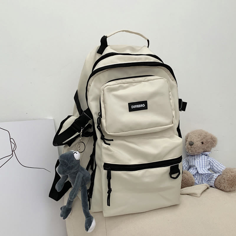 Multi-Pocket Solid Color School Bag Backpack for Travel School Teens
