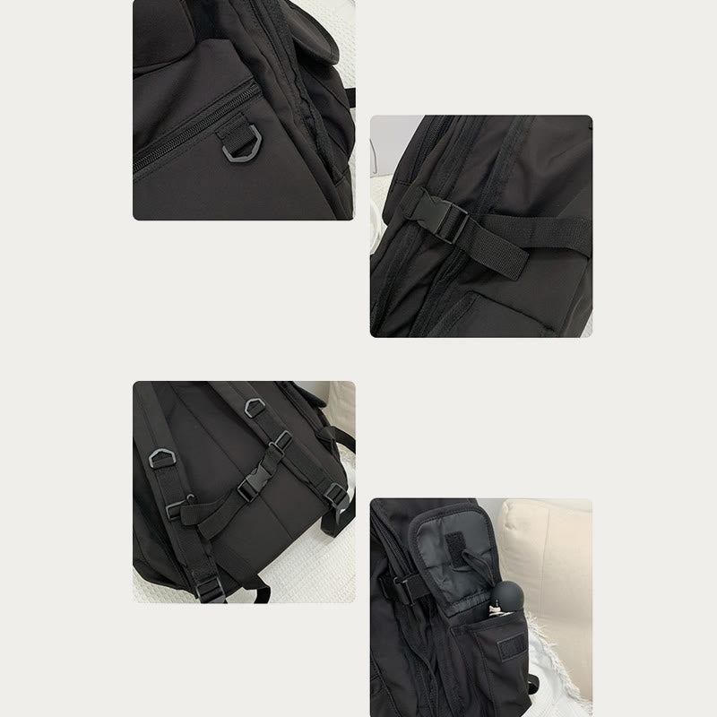 Multi-Pocket Solid Color School Bag Backpack for Travel School Teens