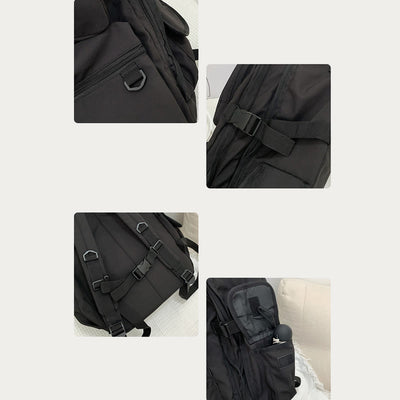 Multi-Pocket Solid Color School Bag Backpack for Travel School Teens