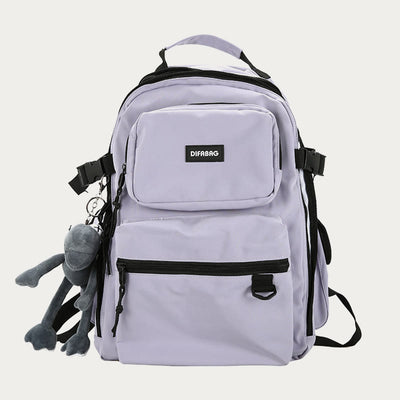 Multi-Pocket Solid Color School Bag Backpack for Travel School Teens