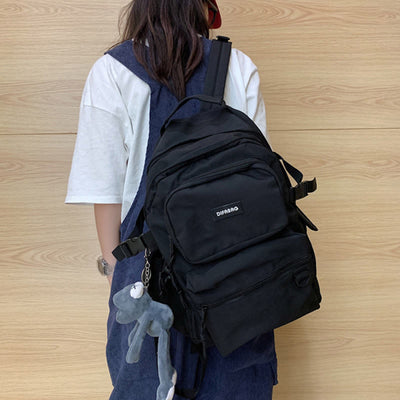 Multi-Pocket Solid Color School Bag Backpack for Travel School Teens