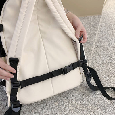 Multi-Pocket Solid Color School Bag Backpack for Travel School Teens