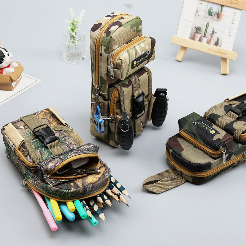 Tactical Large Capacity Pen Pouch Camo Zip Pen Organizer