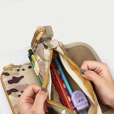 Tactical Large Capacity Pen Pouch Camo Zip Pen Organizer