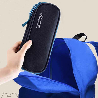 Triple Zip Big Capacity Pencil Case Office College School Pen Pouch
