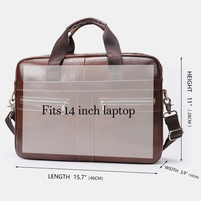 Genuine Leather Large Capacity Retro Briefcase