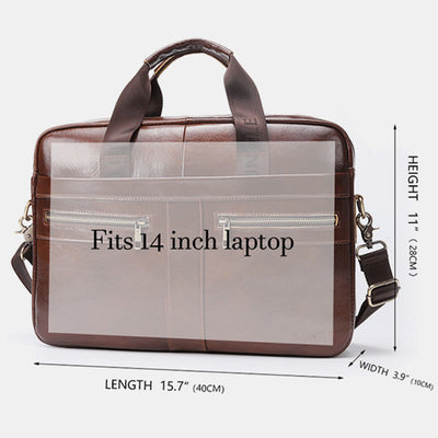 Genuine Leather Large Capacity Retro Briefcase