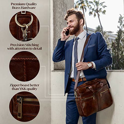 Genuine Leather Large Capacity Retro Briefcase