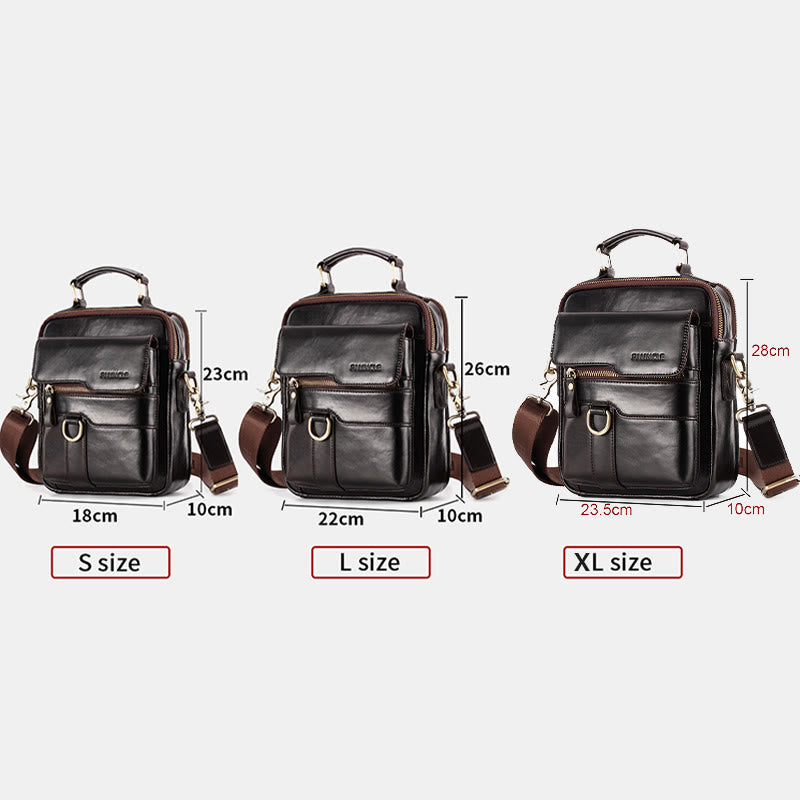 Genuine Leather Crossbody Bag Vintage Messenger Handbag for Men