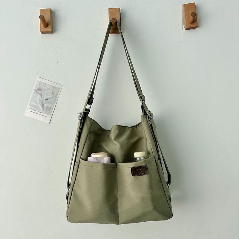 Lightweight Nylon Tote Convertible Backpack Purse Hobo Bag for Women - Olive - Nylon - image 15