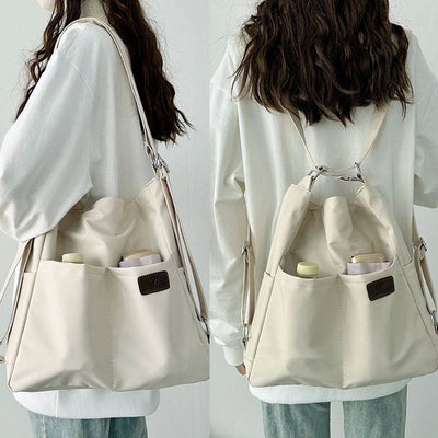 Lightweight Nylon Tote Convertible Backpack Purse Hobo Bag for Women - White - Nylon - image 0