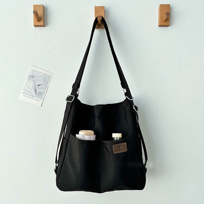 Lightweight Nylon Tote Convertible Backpack Purse Hobo Bag for Women - Black - Nylon - image 13