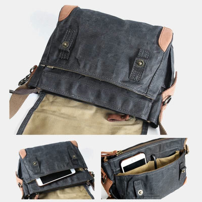 Retro Crossbody Bag For Men Commutor Waterproof Canvas Messenger Purse