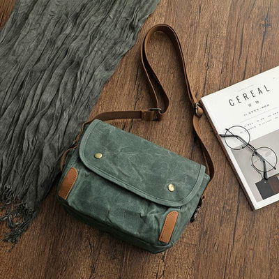 Retro Crossbody Bag For Men Commutor Waterproof Canvas Messenger Purse