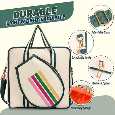 Stylish Stripe Pickleball Tote Bag with Adjustable Strap for Crossbody Handbag