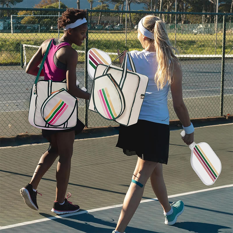 Stylish Stripe Pickleball Tote Bag with Adjustable Strap for Crossbody Handbag
