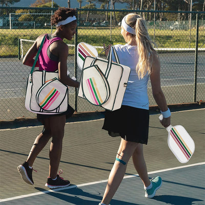 Stylish Stripe Pickleball Tote Bag with Adjustable Strap for Crossbody Handbag