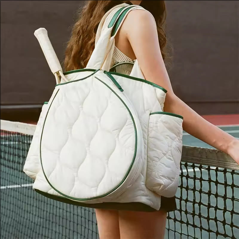 Quilted Tennis Racket Shoulder Bag Tote Convertible Backpack Pickleball Bag