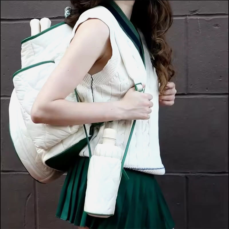 Quilted Tennis Racket Shoulder Bag Tote Convertible Backpack Pickleball Bag