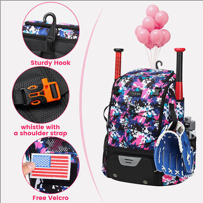 Baseball Backpack Equipment Bag Softball Bat Bag with Shoe Compartment