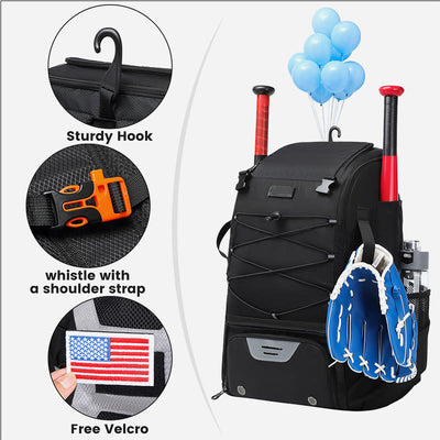 Baseball Backpack Equipment Bag Softball Bat Bag with Shoe Compartment